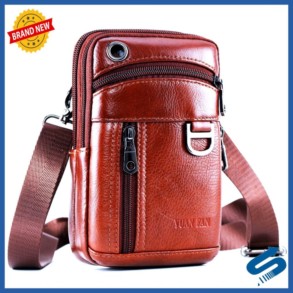 Leather Crossbody Phone Holster Waist Bag With Card Slots For Men And Women